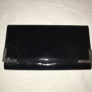 Black patent leather evening clutch
